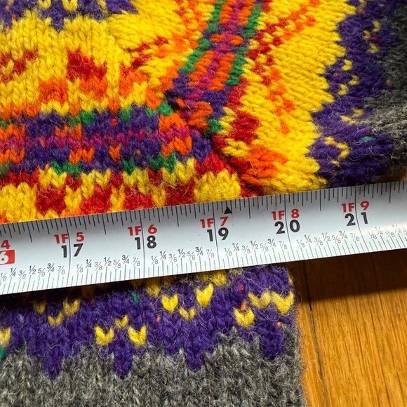 Express Vintage Size M Pink Yellow & Gray Fair Isle Wool Knit Mock Neck Sweater - Picture 8 of 12